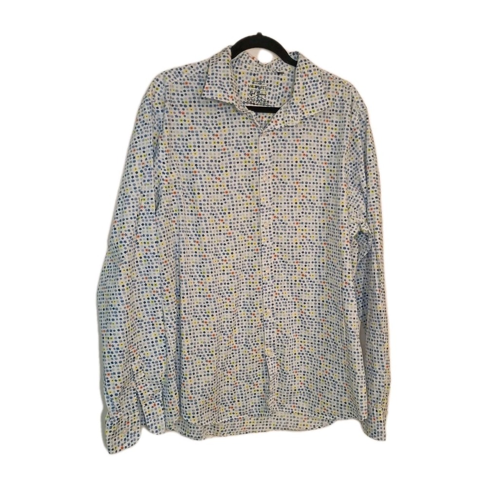 OVS Button Down Shirt mens XXL tailored Multicolor floral Cotton‎ preppy casual
